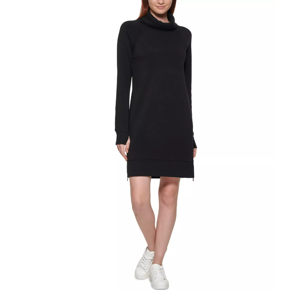 Funnel-Neck Sweatshirt Dress